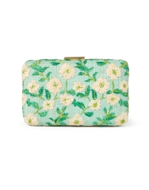 Product image thumbnail - Kayu - Blue Floral Embroidered Raffia Clutch