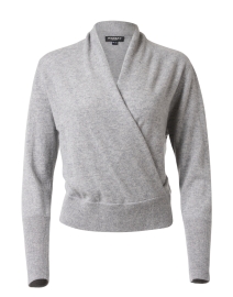 Grey Cashmere Faux Wrap Sweater