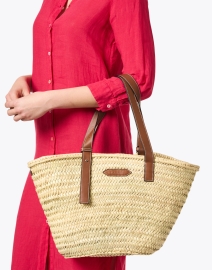 Look image thumbnail - Poolside - Essaouria Brown Woven Palm Tote Bag