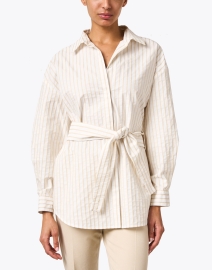 Front image thumbnail - Fabiana Filippi - White Striped Linen Shirt
