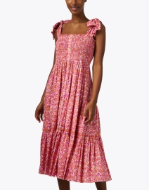 Front image thumbnail - Poupette St Barth - Triny Pink Floral Smocked Dress