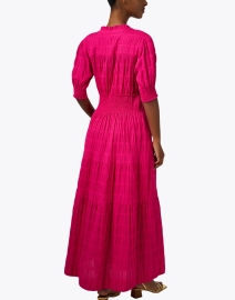 Back image thumbnail - Purotatto - Pink Plisse Cotton Dress