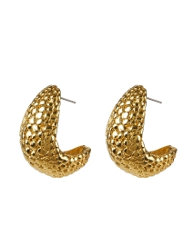 Product image thumbnail - Kenneth Jay Lane - Gold Pebbled Hoop Earrings