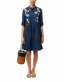 Gracie Blue Embroidered Cotton Dress