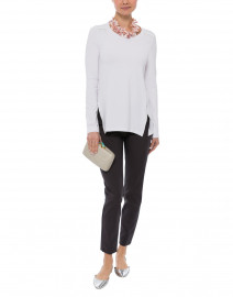 Oliver White Jersey Tunic with Leather Trim