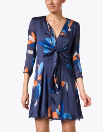 Front image thumbnail - Emporio Armani - Blue Printed Silk Dress