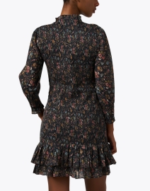 Back image thumbnail - Veronica Beard - Farha Black Print Smocked Cotton Dress