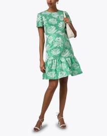 Look image thumbnail - Bigio Collection - Green Floral Jacquard Dress