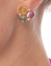 Pink and Green Tourmaline with Citrine Earrings