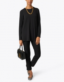 Look image thumbnail - Eileen Fisher - Black Essential Fine Jersey Tunic