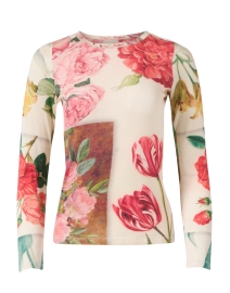 Pink and White Floral Print Sweater