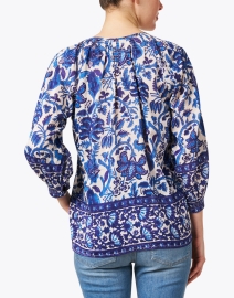 Back image thumbnail - Bell - Courtney Blue Print Cotton Silk Top