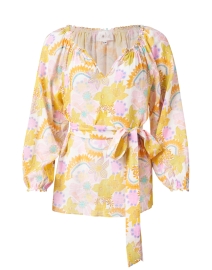 Product image thumbnail - Soler - Raquel Yellow and Pink Print Cotton Top