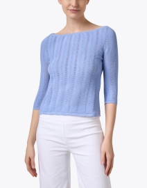 Front image thumbnail - Burgess - Jackie Blue Pointelle Sweater