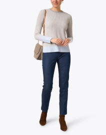 Look image thumbnail - Kinross - Sky Grey and Blue Multi Cashmere Sweater