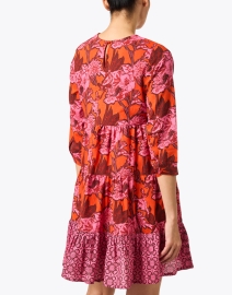 Back image thumbnail - Ro's Garden - Rene Red Floral Print Cotton Dress