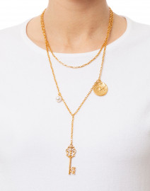 Gold Charm Key Layered Necklace