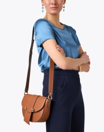 Look image thumbnail - Strathberry - Crescent Tan Leather Crossbody Bag