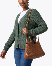 Look image thumbnail - Bembien - Gabine Brown Woven Leather Bag