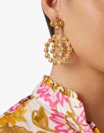 Look image thumbnail - Sylvia Toledano - Large Flower Candies Gold and Pink Drop Earrings 
