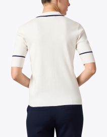 Back image thumbnail - Kinross - White and Navy Polo Sweater