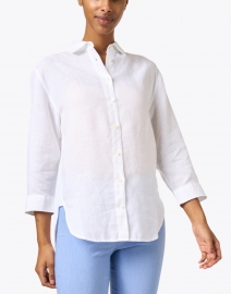 Front image thumbnail - Hinson Wu - Halsey White Luxe Linen Shirt