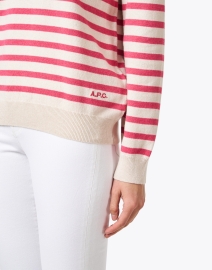 Extra_1 image thumbnail - A.P.C. - Phoebe Beige Striped Cashmere Sweater