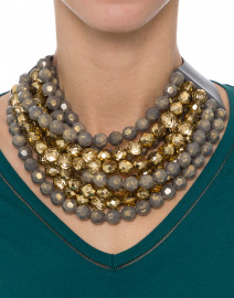Bella Two Tone Grey and Gold Beaded Necklace