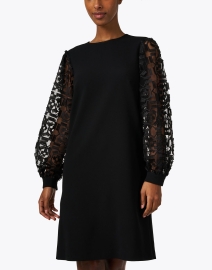Front image thumbnail - Paule Ka - Black Embroidered Sleeve Dress