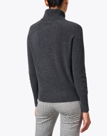 Back image thumbnail - White + Warren - Charcoal Grey Cashmere Turtleneck Sweater