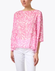 Front image thumbnail - WHY CI - Pink Floral Print Cotton Blouse