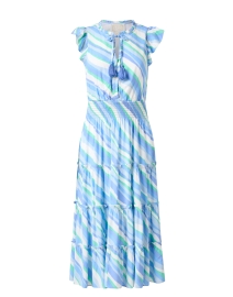 Product image thumbnail - Sail to Sable - Blue Striped Tiered Dress