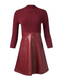 Product image thumbnail - Shoshanna - Alexa Red Leather Combo Dress