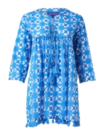Product image thumbnail - Ro's Garden - Seychelles Blue Print Cotton Tunic Top