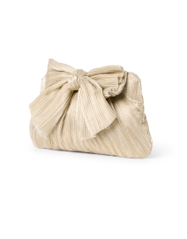 Front image thumbnail - Loeffler Randall - Rayne Platinum Pleated Lame Bow Clutch