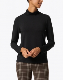 Front image thumbnail - Eileen Fisher - Black Fine Stretch Jersey Top
