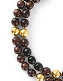 Front image thumbnail - Kenneth Jay Lane - Wood and Gold Beaded Necklace