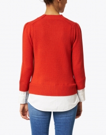 Back image thumbnail - Brochu Walker - Eton Cardamon Orange Wool Cashmere Sweater with White Underlayer