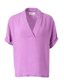 Product image thumbnail - Xirena - Avery Purple Cotton V-Neck Top