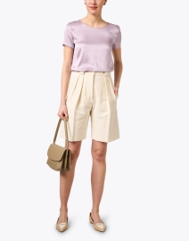Look image thumbnail - Ines de la Fressange - Odette Ivory Cotton Linen Shorts