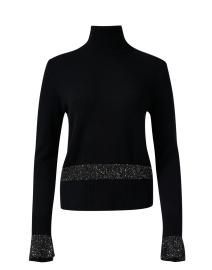 Black Metallic Stripe Turtleneck Sweater