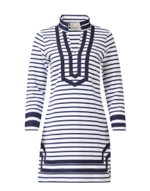 Product image thumbnail - Sail to Sable - Navy and White Striped French Terry Tunic Dress