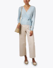 Look image thumbnail - Allude - Blue Wool Cashmere Wrap Sweater 