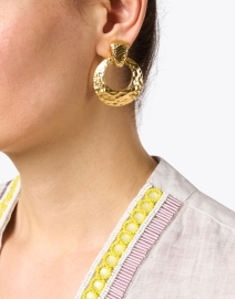 Look image thumbnail - Ben-Amun - Gold Doorknocker Clip Earrings