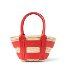 Product image thumbnail - DeMellier - Mini Santorini Red Leather and Raffia Tote Bag