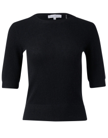 Product image thumbnail - White + Warren - Black Cashmere Elbow Sleeve Top