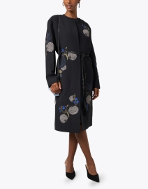 Look image thumbnail - Lafayette 148 New York - Lowden Black Embroidered Wool Silk Coat