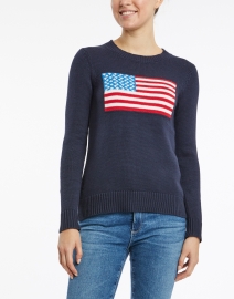 Front image thumbnail - Sail to Sable - Navy American Flag Cotton Intarsia Sweater
