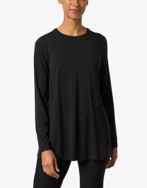 Front image thumbnail - Eileen Fisher - Black Essential Fine Jersey Tunic