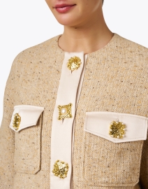 Extra_1 image thumbnail - St. John - Beige Tweed Button Front Jacket